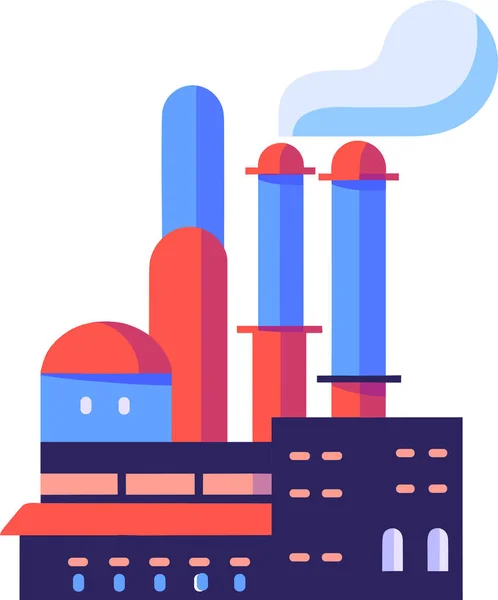 Ručně Kreslené Továrny Znečištěním Kouřem Plochém Stylu Izolované Pozadí — Stockový vektor