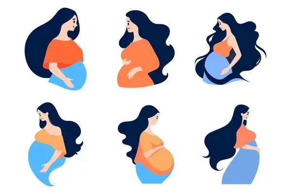 Handgezeichnete Mutter Oder Schwangere Flachem Stil Isoliert Auf Hintergrund — Stockvektor