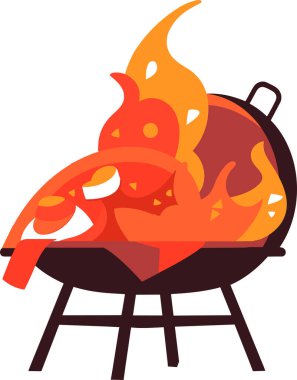 Açık hava piknikleri konsepti için arka planda izole edilmiş elle çizilmiş barbekü ızgarası