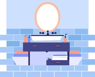 Banyodaki el yapımı lavabo ve aynalar arka planda izole edilmiş.