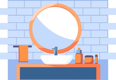Banyodaki el yapımı lavabo ve aynalar arka planda izole edilmiş.