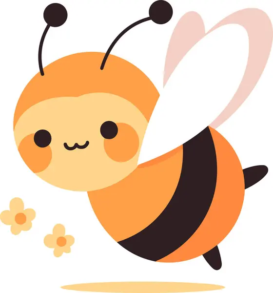 Hand Drawn Bee Character Flat Style Isolated Background — Stock Vector