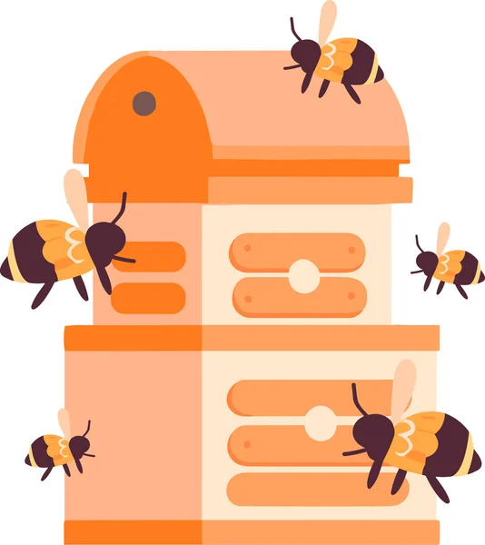 Handgezeichneter Bienenkasten Oder Bienenhaus Flachem Stil Isoliert Auf Hintergrund — Stockvektor