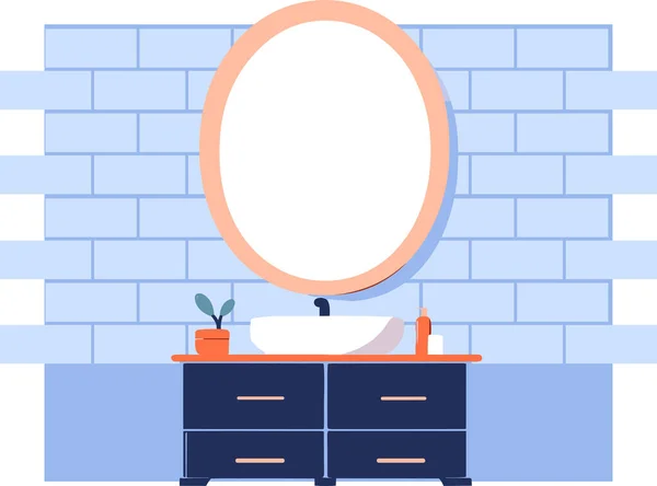 Banyodaki Yapımı Lavabo Aynalar Arka Planda Izole Edilmiş — Stok Vektör