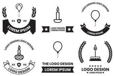 pasta ve doğum günü logosu arka planda izole edilmiş düz çizgi sanat tarzında