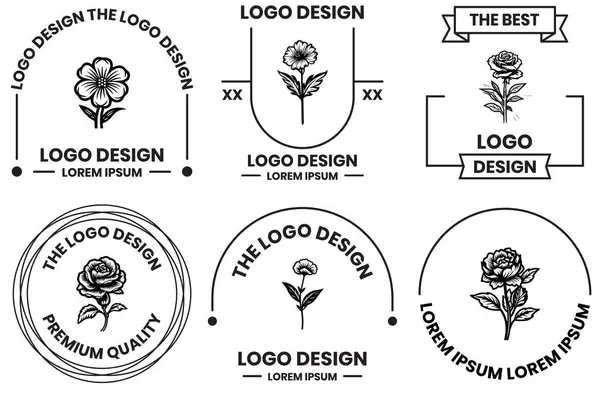 Kwiat Lub Róża Logo Stylu Płaskiej Linii Sztuki Izolowane Tle — Wektor stockowy