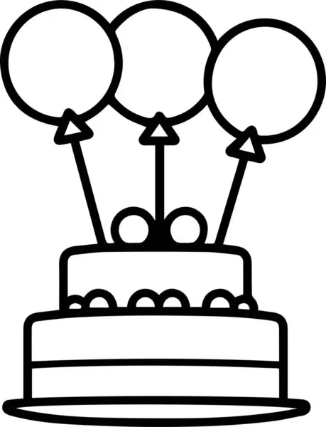 Födelsedag Tårta Logotyp Platt Linje Konst Stil Isolerad Bakgrund — Stock vektor