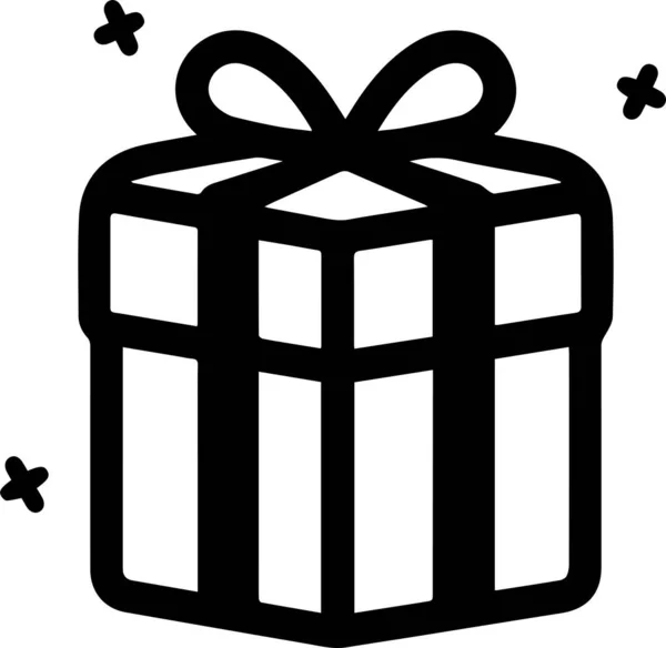 Gift Box Birthday Logo Flat Line Art Style Isolated Background — Stock Vector