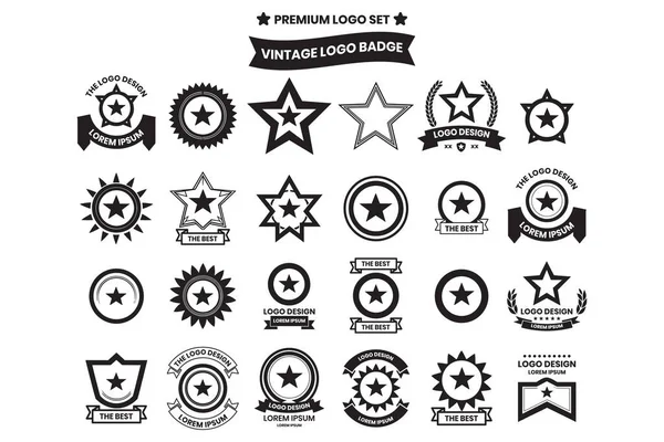 Logotipos Estrelas Emblemas Estilo Vintage Isolados Segundo Plano —  Vetores de Stock
