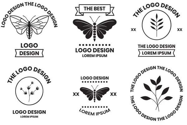 Logo Papillon Dans Style Féminin Isolé Sur Fond — Image vectorielle