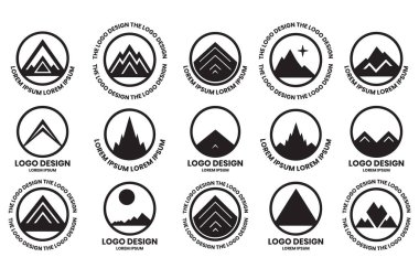 Arka planda izole edilmiş dekorasyon için turizm konseptinde dağ logosu