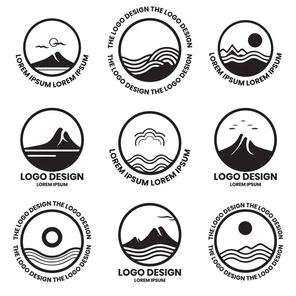 Logotipo Montaña Concepto Turismo Estilo Minimalista Para Decoración Aislada Sobre — Vector de stock