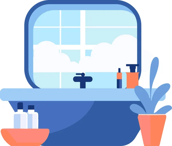Banyodaki Lavabo Aynalar Arka Planda Izole Edilmiş — Stok Vektör