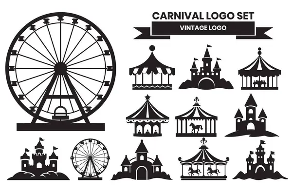 Carnival Festival Logos Vintage Style Isolated Background — Stock Vector