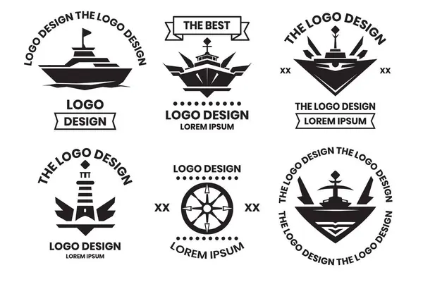 Liniowiec Oceaniczny Logo Podróży Wodnej Stylu Vintage Izolowane Tle — Wektor stockowy