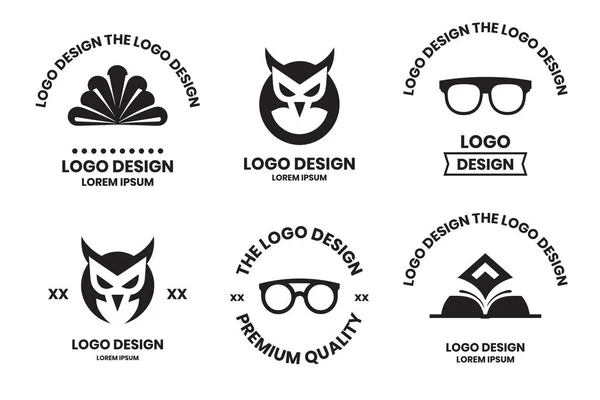 Logo Księgarni Lub Sklepu Okularami Lub Odznaka Koncepcji Księgarni Stylu — Wektor stockowy