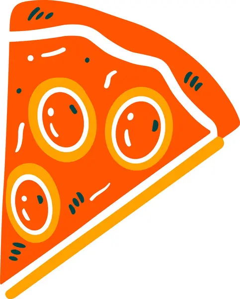 Isolare Fetta Pizza Stile Piatto Sfondo — Vettoriale Stock