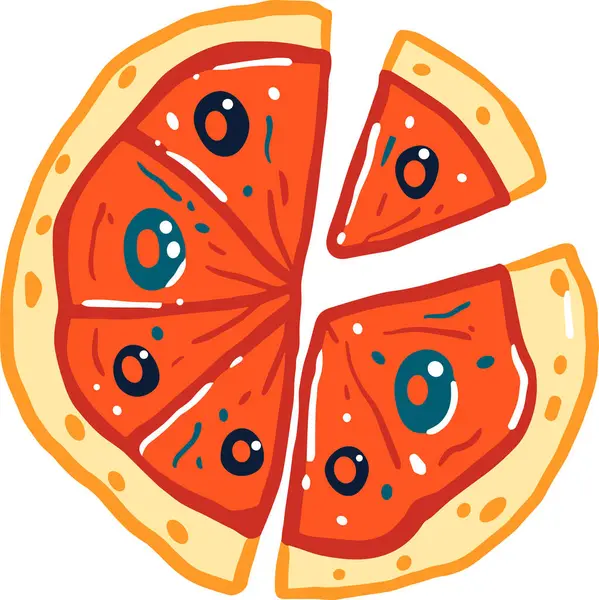 Isolar Pizza Estilo Plano Fundo — Vetor de Stock