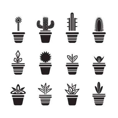 Kaktüs ağacı logosu arka planda izole edilmiş modern minimal biçimde