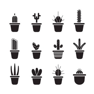 Kaktüs ağacı logosu arka planda izole edilmiş modern minimal biçimde