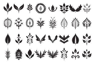 Yoga için yaprak ve çiçek logosu arka planda izole edilmiş modern minimal tarzda.