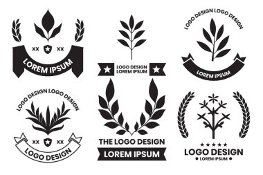 Yoga için yaprak ve çiçek logosu arka planda izole edilmiş modern minimal tarzda.