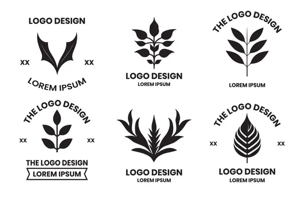 Listové Květinové Logo Pro Jógu Moderním Minimálním Stylu Izolované Pozadí — Stockový vektor