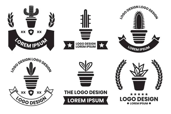 Kaktüs Ağacı Logosu Arka Planda Izole Edilmiş Modern Minimal Biçimde — Stok Vektör