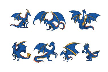 Düz stil arkaplanda el çizimi ejderha karakteri