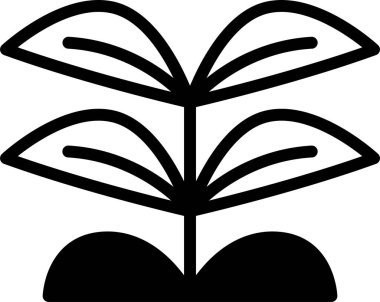 Her iki tarafında da iki yaprak olan bir çay bitkisi. Yapraklar siyah ve gövdesi ince.