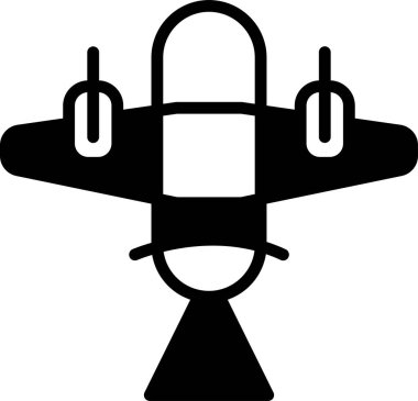 Bir uçağın siyah beyaz çizimi. Uçak havada ve beyaz bir kuyruğu var.