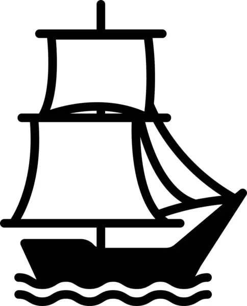 Dibujo Blanco Negro Velero Barco Pequeño Tiene Una Bandera Parte — Archivo Imágenes Vectoriales