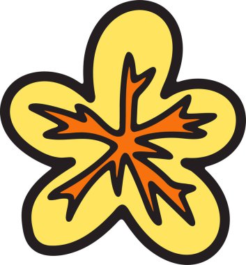 Siyah çizgili ve beyaz yapraklı bir çiçek. Çiçek, bir sürü detay ve hareket duyusuyla stilize edilmiş bir şekilde çizilmiştir. Sahne kaprisli ve eğlenceli.