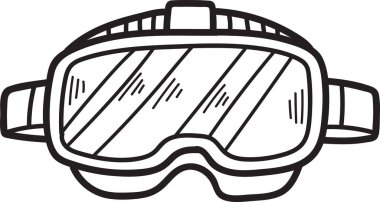 Siyah çerçeveli bir gözlük. Gözlükler çizgi film tarzında çizilmiş. Gözlükler yüzmek ya da dalmak için takılır.