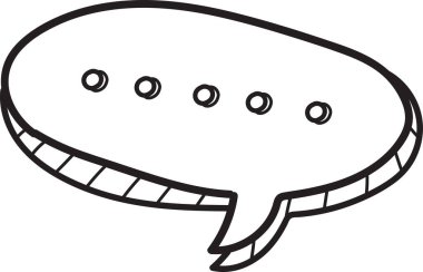 Ortasında dört nokta olan bir konuşma balonunun karikatür çizimi.