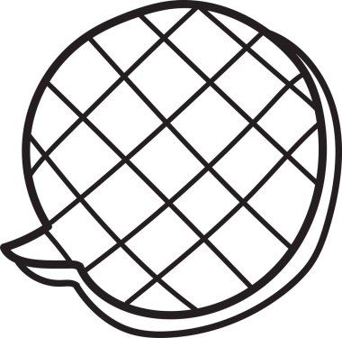 Ortasında noktalar olan bir konuşma balonunun siyah beyaz çizimi. Konuşma balonu çizgi film tarzında çizilmiş ve neşeli, neşeli bir havası var.