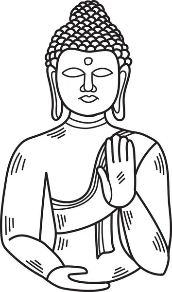Desenho Uma Estátua Buda Com Uma Mão Peito Estátua Está Ilustrações De Stock Royalty-Free