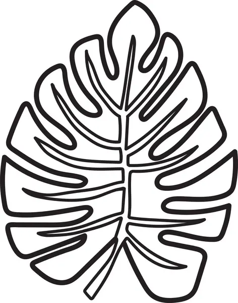 一种长茎的叶子植物 叶子是黑色和白色的 叶子是图像的主要焦点 免版税图库插图