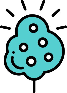 Üzerinde küçük noktalar olan bir ağaç. Ağaç gülümsüyor ve mutlu bir ifadesi var.