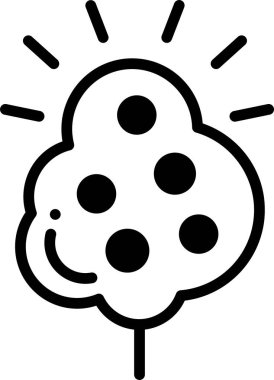 Üzerinde küçük noktalar olan bir ağaç. Ağaç gülümsüyor ve mutlu bir ifadesi var.