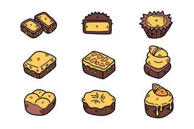 Lezzetli ekmek ve kekler El çizimleri sanat tarzında