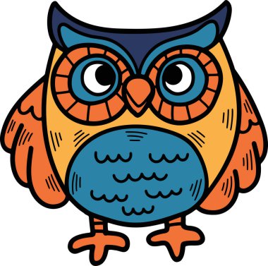 Çizgi biçiminde bir el çizimi baykuş çizimi