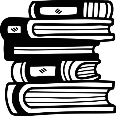 satır biçiminde bir kitap yığını çizimi