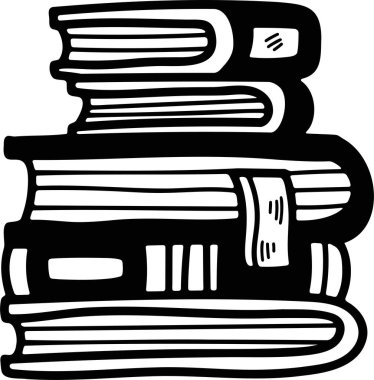 satır biçiminde bir kitap yığını çizimi