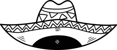 Meksika tarzı bir şapka çizimi. Çizgi şeklinde çizilmiş.