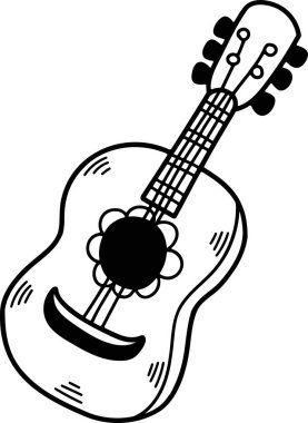 Meksika tarzı gitar çizimi. El çizimi.