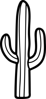 Kaktüs bitkisi çizimi. Çizgi şeklinde çizilmiş.