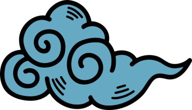 Çin ya da Japon bulut çizimi. Çizgi biçiminde çizilmiş el.