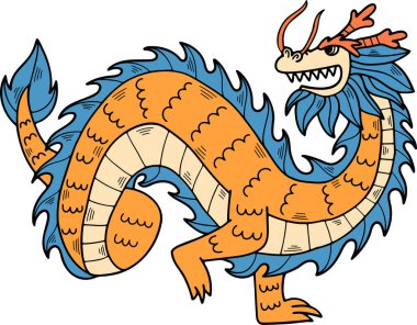 Çin ya da Japon tarzı ejderha çizimi. Çizgi şeklinde çizilmiş.