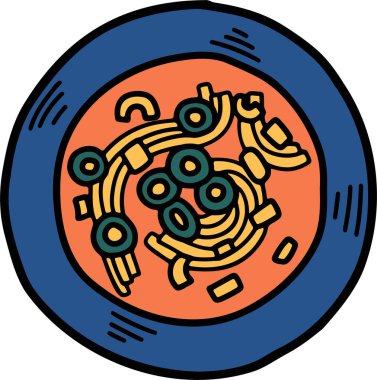 Lezzetli spagetti El hizada çizilmiş